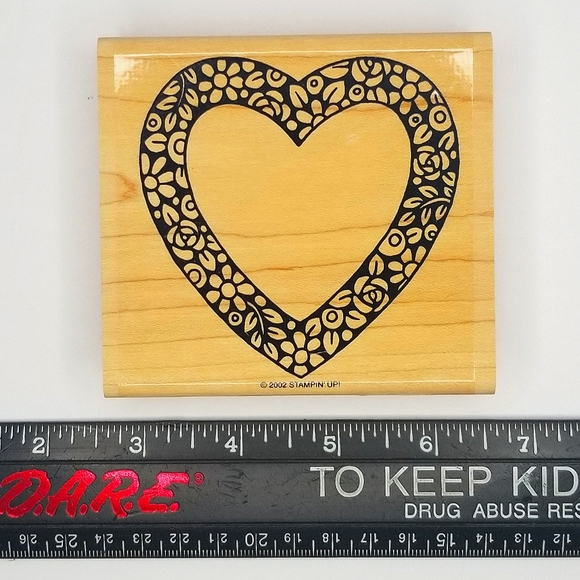 Stampin' Up! Retro 2002 Four Piece "Hearts & Posies" Wooden Rubber Stamps Set - Picture 3 of 7